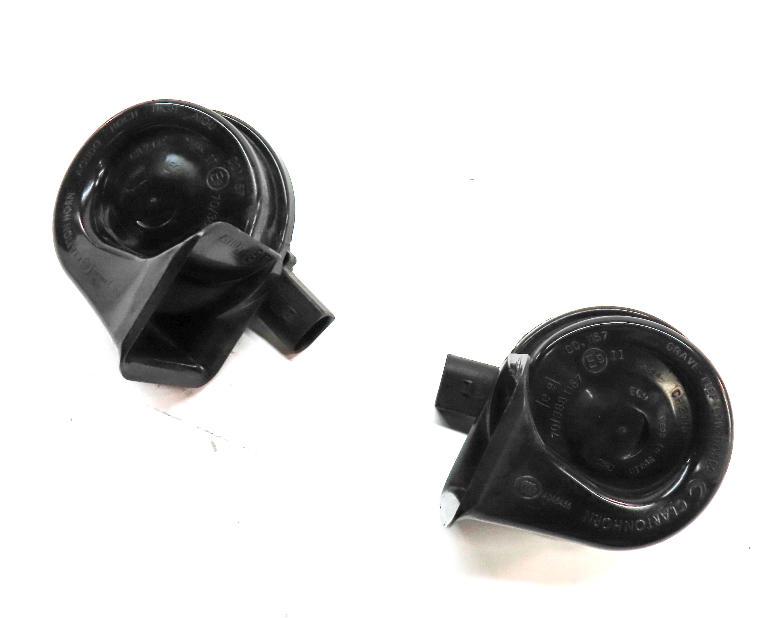 2012-2020 AUDI A6 S6 A7 S7 RS7 A8 S8 (C7 D4) HIGH & LOW TONE SAFETY HORN SET-2 — exact item pictured